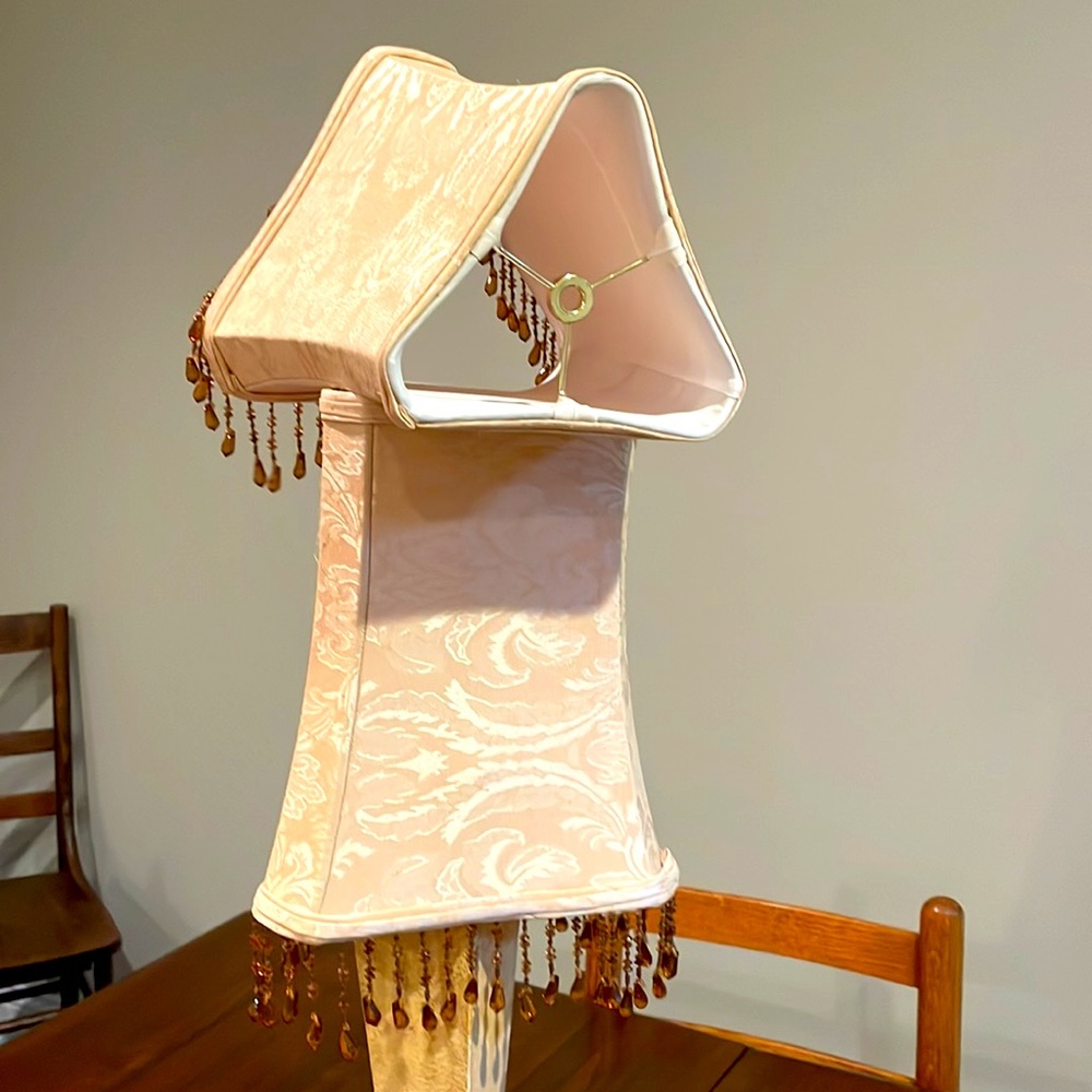 2 Netural lamp shades 10 inch w/3 inch beading - Picture 5 of 6